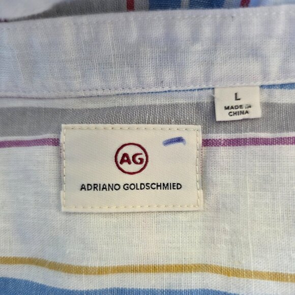 AG Adriano Goldschmied Linen Cotton Button Shirt Roll Tab Sleeve Women Size L - Picture 7 of 8